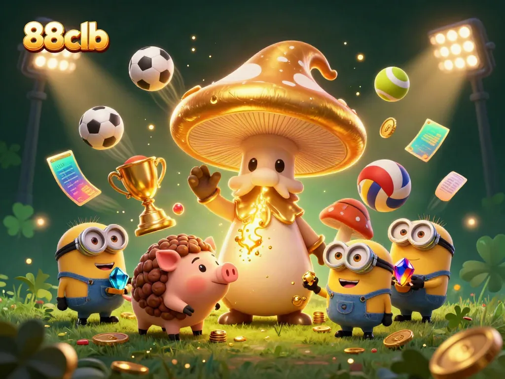 Engage with adventure at 88clb with a magical scene of a wizard, treasures, and dynamic sports elements.