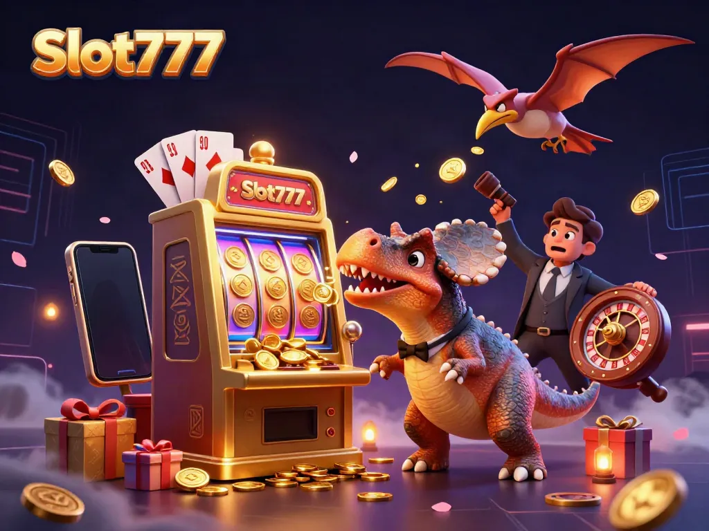 Experience the excitement of Slot777 as cartoon characters engage in wild casino action.