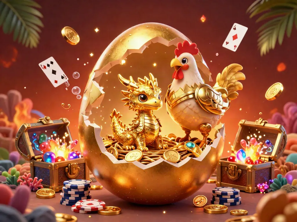 Join the thrill of 66789 as the golden dragon rises from poker chips in a vibrant casino world.
