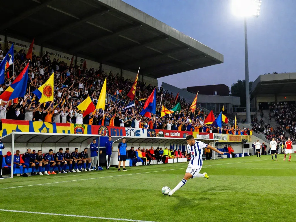 Exciting scene of a football match showcasing the intensity of TOP10สนาม with fans, players, and stadium atmosphere.