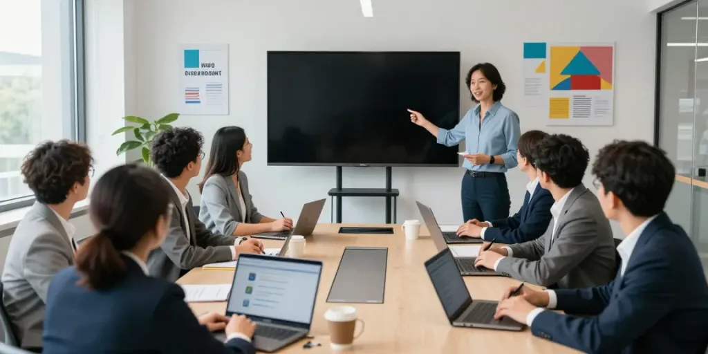 Engaged team in corporate leadership training Connecticut session fostering collaboration and growth.