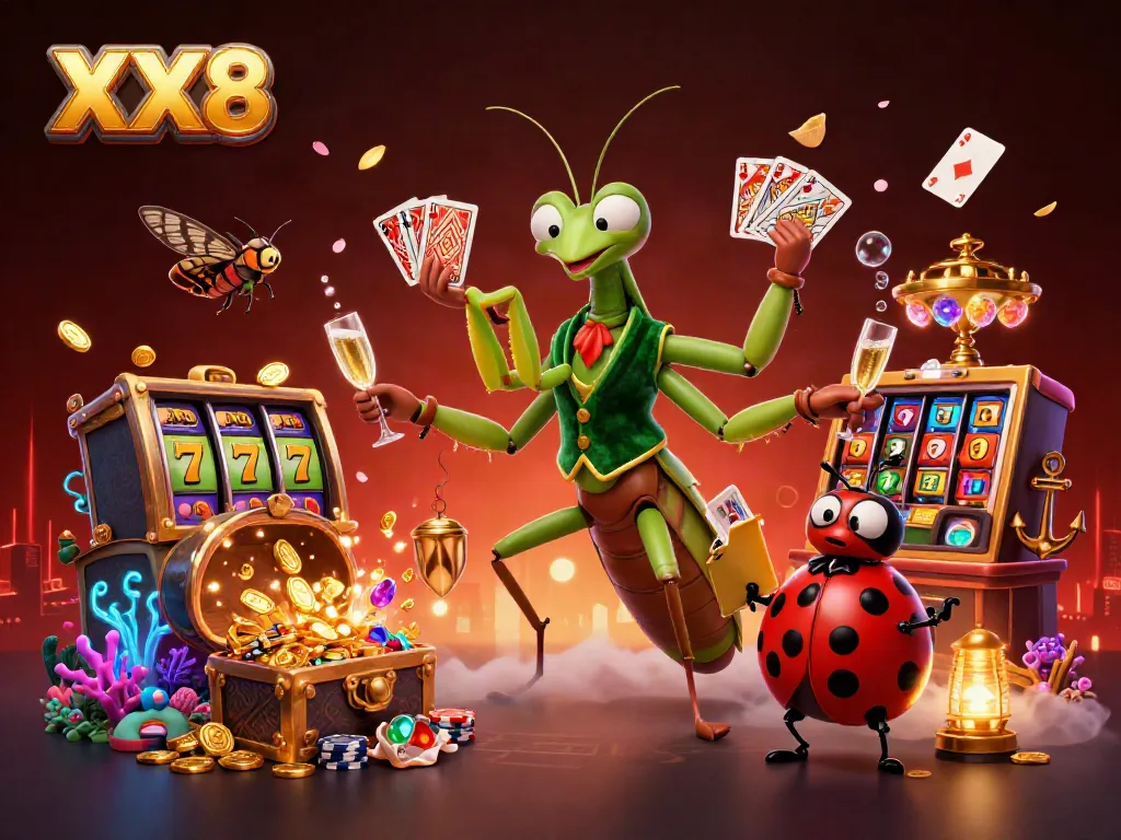 Experience the thrilling world of XX8 with an animated casino scene showcasing vibrant slot elements.