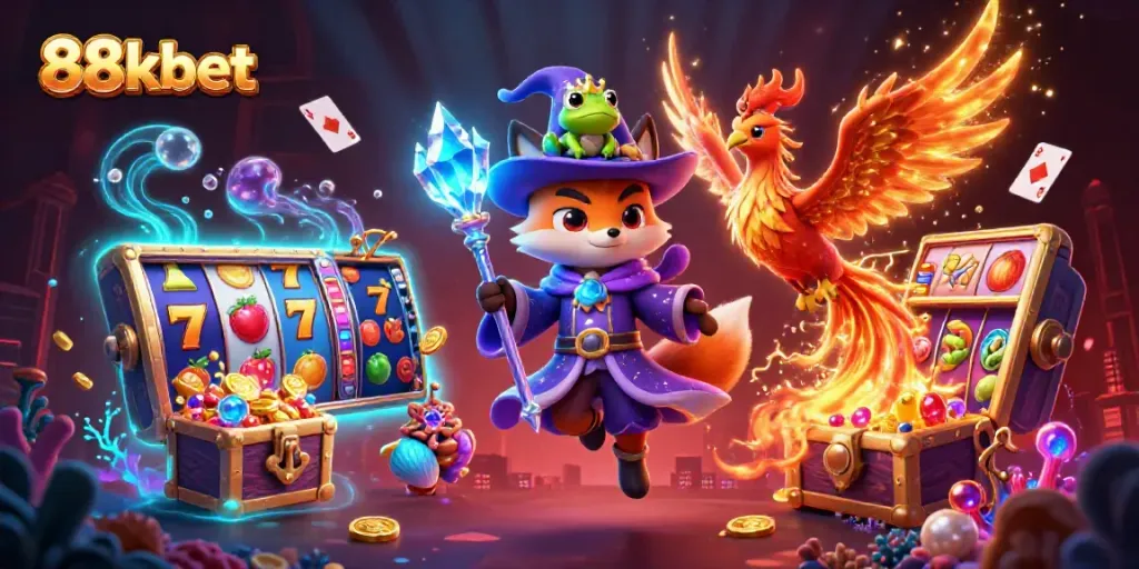 Engage with 88kbet’s vibrant casino world, filled with mythical characters and slot machines.