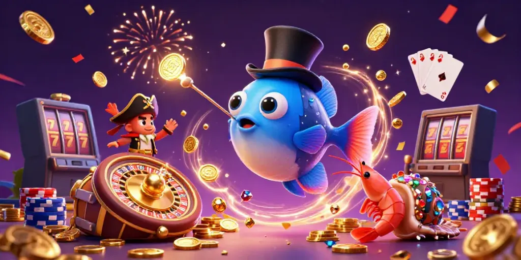 Join the fun with creativeathomeart as a glowing anglerfish attracts golden coins in a lively underwater casino