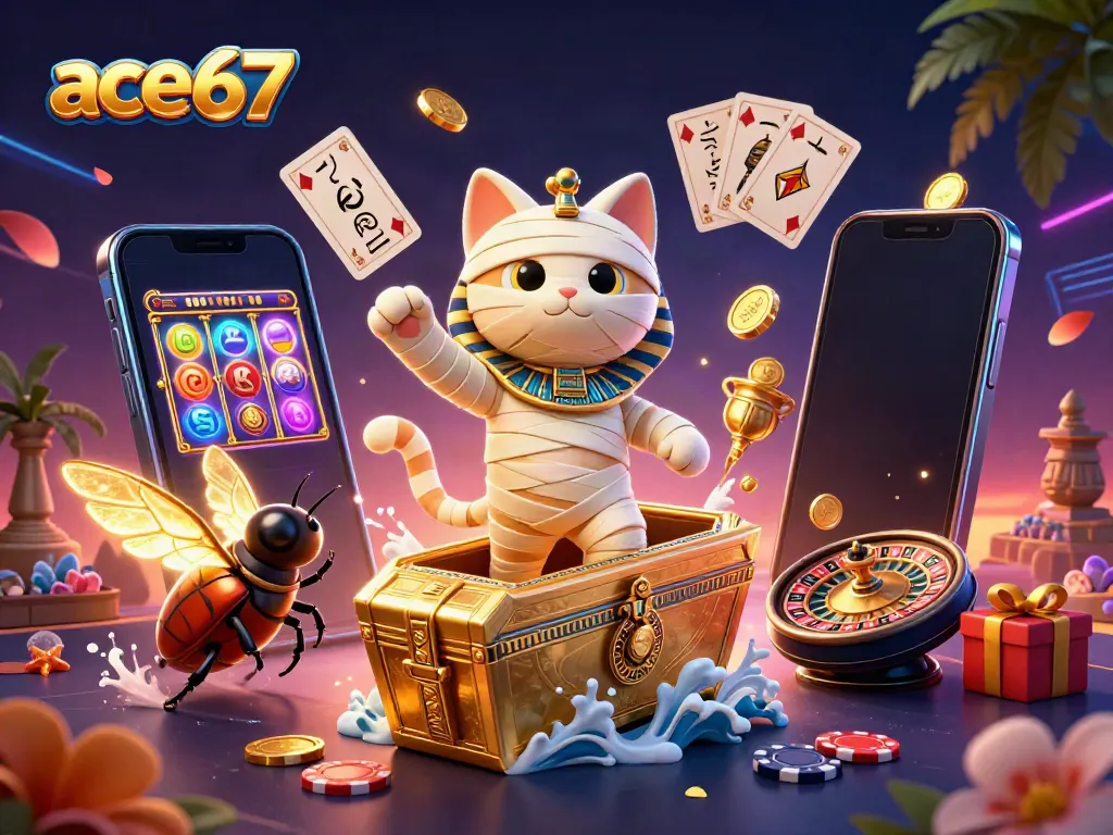 Experience the excitement at ace67 with a thrilling Egyptian-themed casino scene.