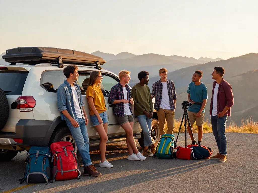 Friends on a road trip smiling and enjoying their adventure, visit these guys for unforgettable travel tips.