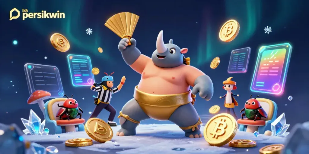 Menangkan jackpot di link persikwin dengan ilustrasi kasino yang penuh warna dan dinamis.